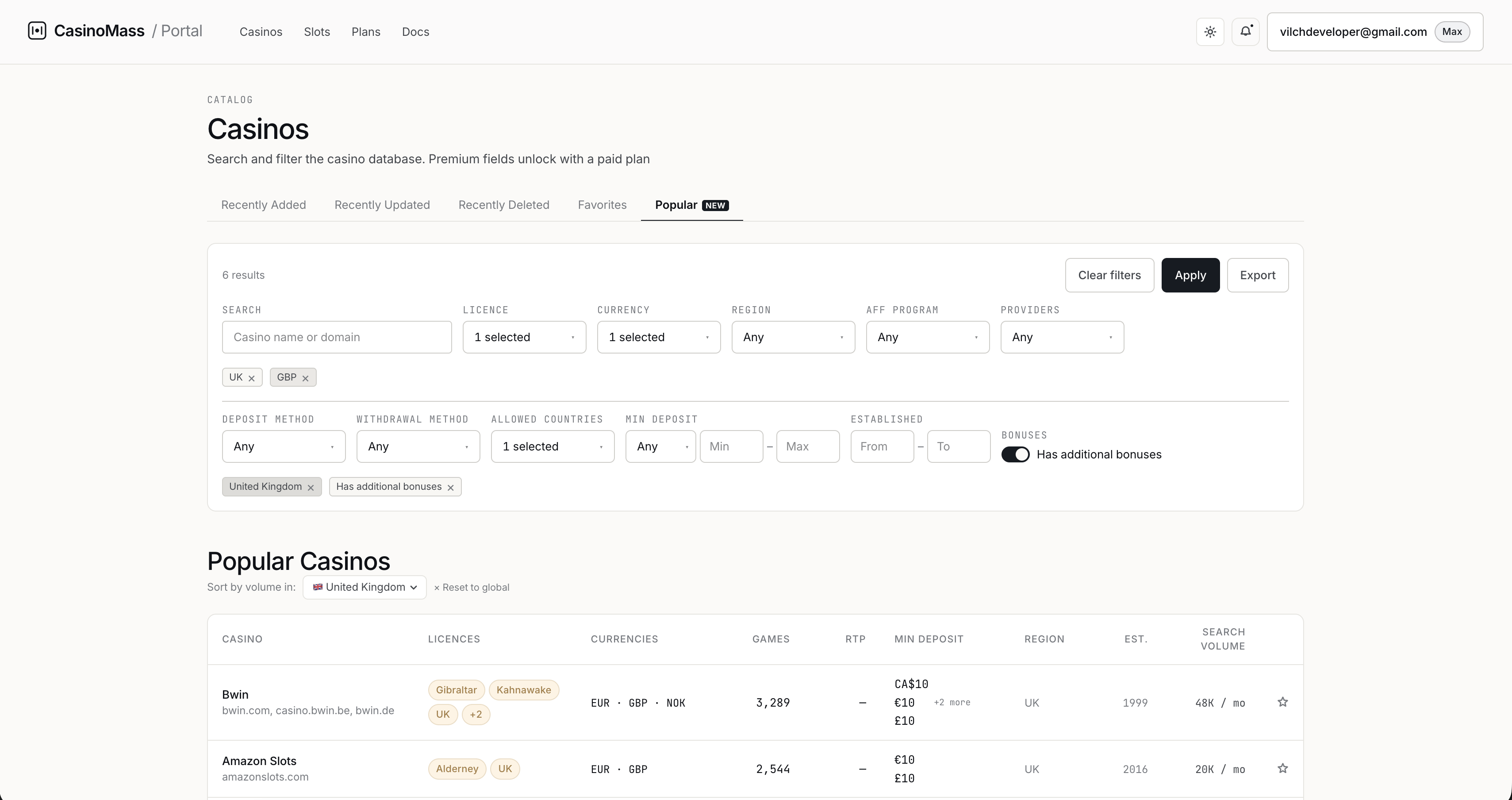 CasinoMass — casino & slots database