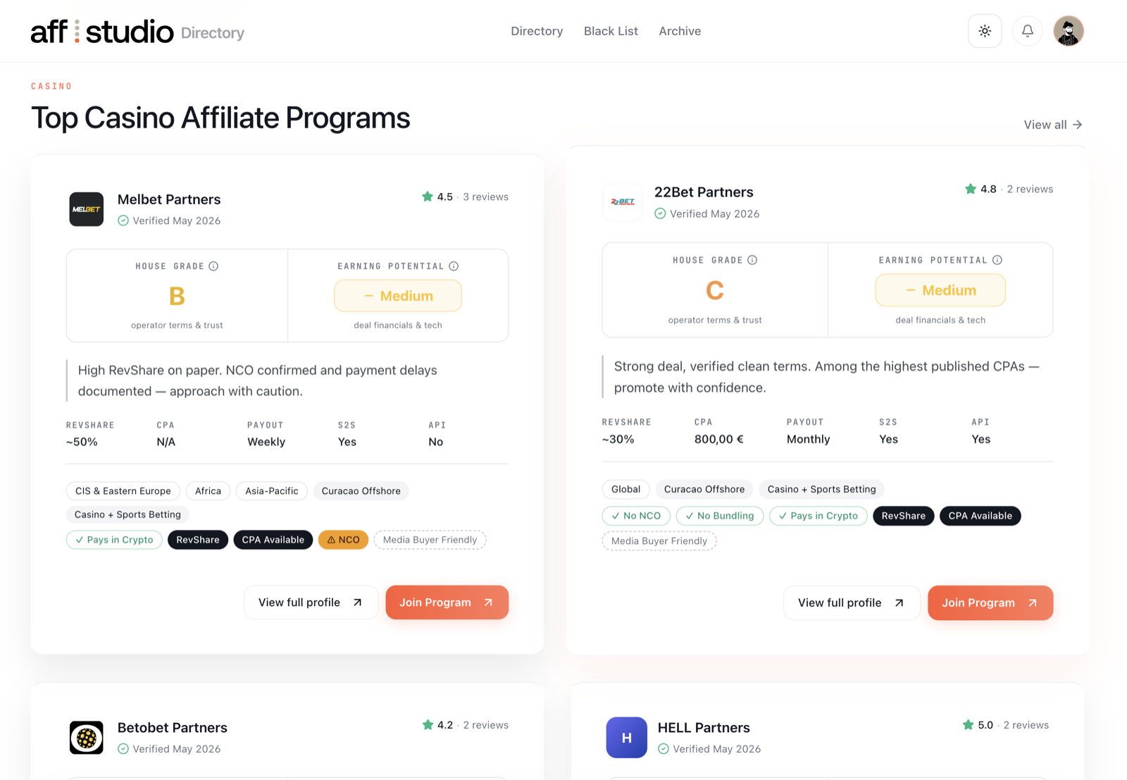 Affiliate Programs Directory — top casino affiliate programs